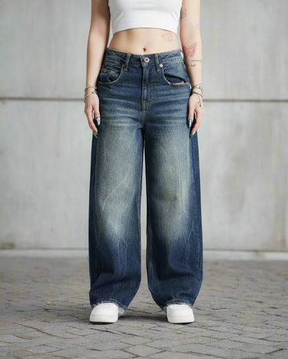 Women's Jeans - Wide Leg - Loose Fit - Classic Denim - Casual Streetwear