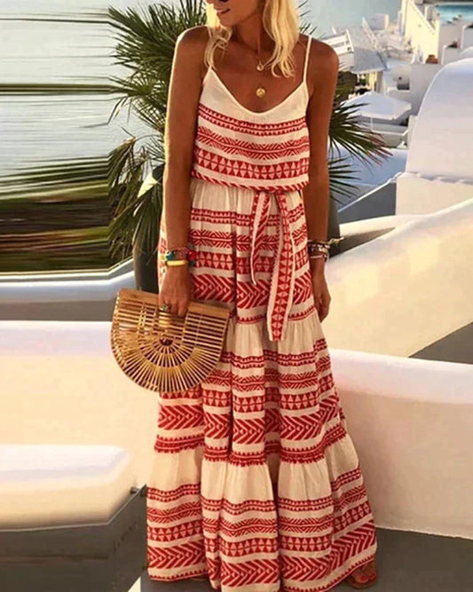 Women's Maxi Dress - Bohemian Style - Sleeveless with Spaghetti Straps - Light and Breathable