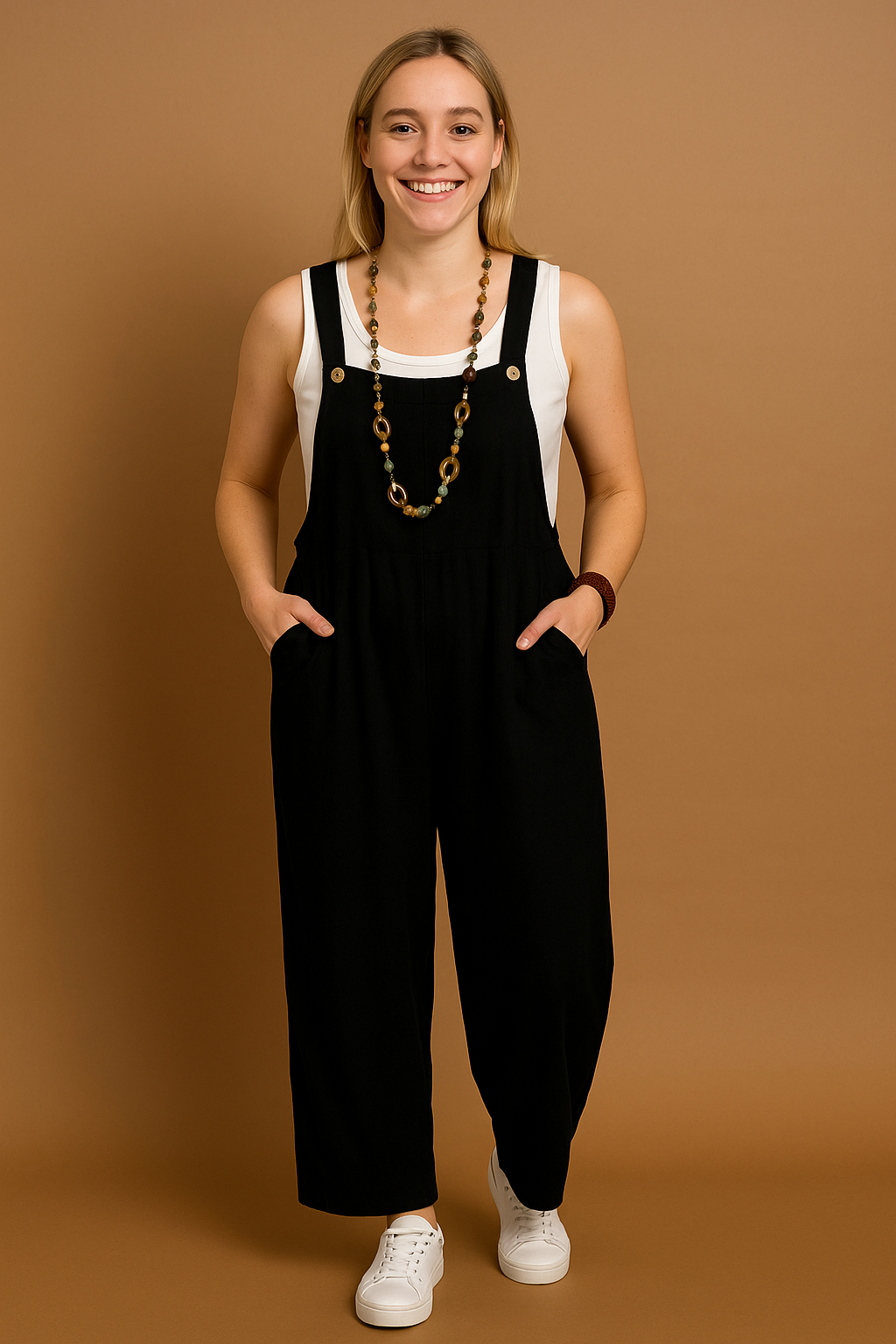 Women's Jumpsuit – Relaxed Fit – Wide Legs – Lightweight and Breathable – Adjustable Straps