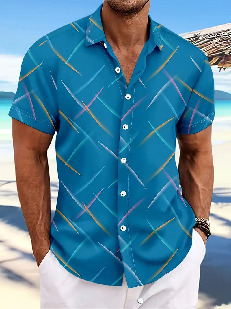 Men's Short-Sleeve Shirt - Lightweight Fabric - Regular Fit - Casual Button Closure