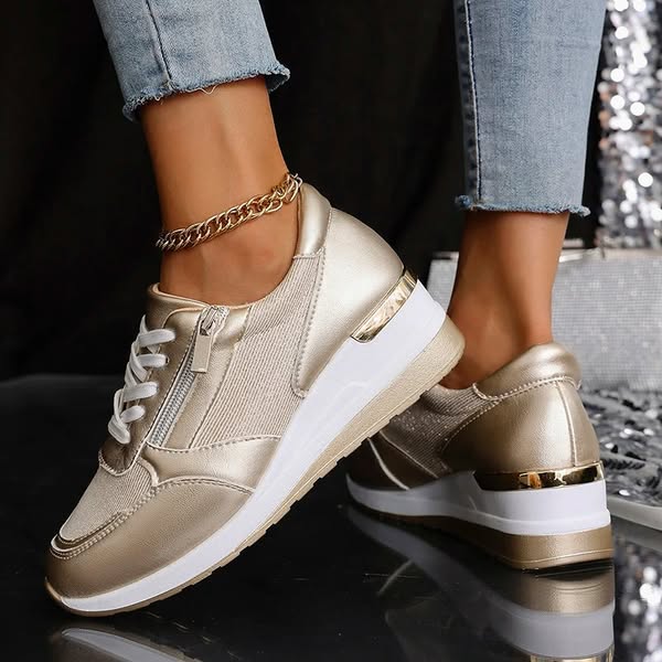 Isla Platform Sneakers | Lace-Up Metallic Accent Platform Sneakers