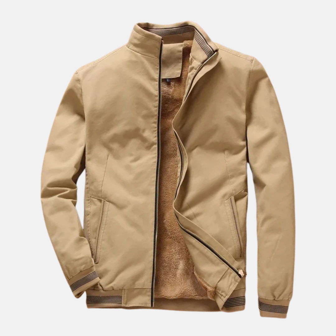 Men's Pilot Jacket – Fleece Lining – Ribbed Edge – Zipper Closure – Relaxed Fit
