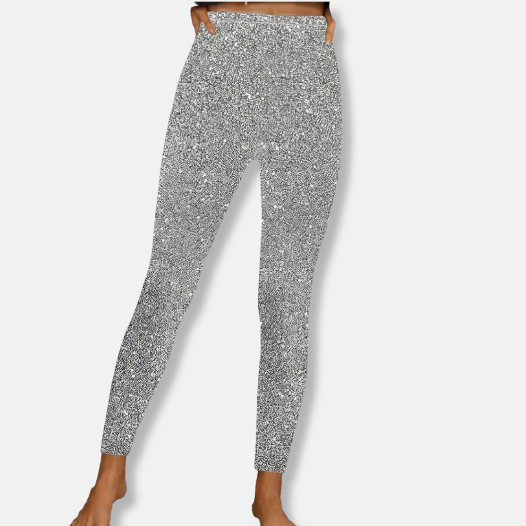 Aurora High-Waisted Skinny Leggings | Glitter Ankle-Length Leggings