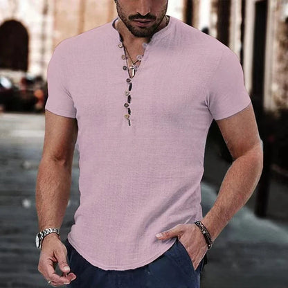 Men's Shirt with Short Sleeves – Slim Fit – Breathable Texture – Button Closure Casual Look