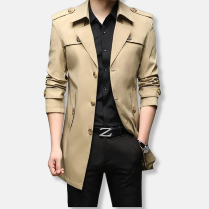 George Slim Fit Trench Coat | Button Front Epaulets Coat