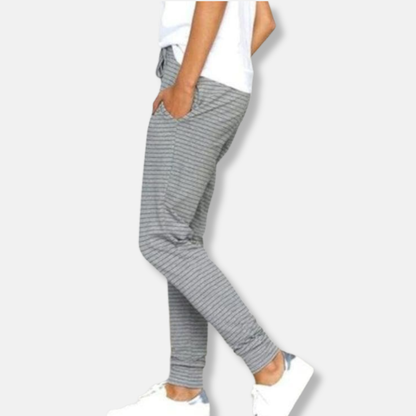 Women's Jogging Pants - Soft Cotton Blend - Tapered Fit - Adjustable Waist - Side Pockets