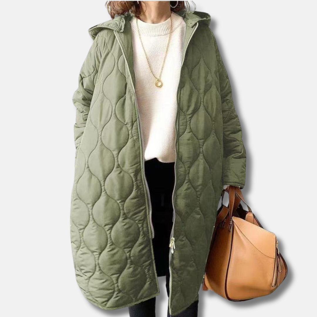Women's Jacket – Quilted Long Model – Oversized Fit – Hood and Zipper