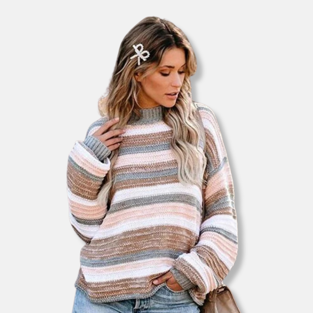 Women's Knit Sweater - Soft Knit - Oversized Fit - Crew Neck - Long Sleeves