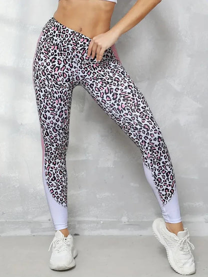 Women's Leggings - Høj Talje - Strækbar og Komfortabel - Leopard Mønster - Træning & Yoga