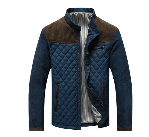Men's Jacket – Padded Design – Tailored Fit – High Collar – Zipper Pockets