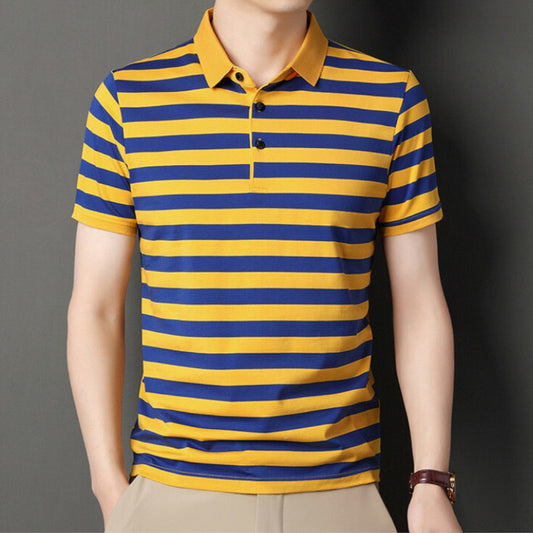 Men's Polo Shirt – Slim Fit – Soft Knit – Short Sleeve – Striped Design