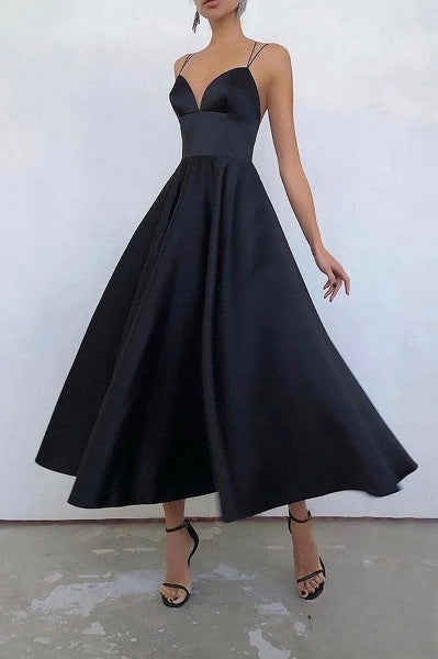 Esmée - Elegant Midi Dress with Spaghetti Straps for Special Occasions