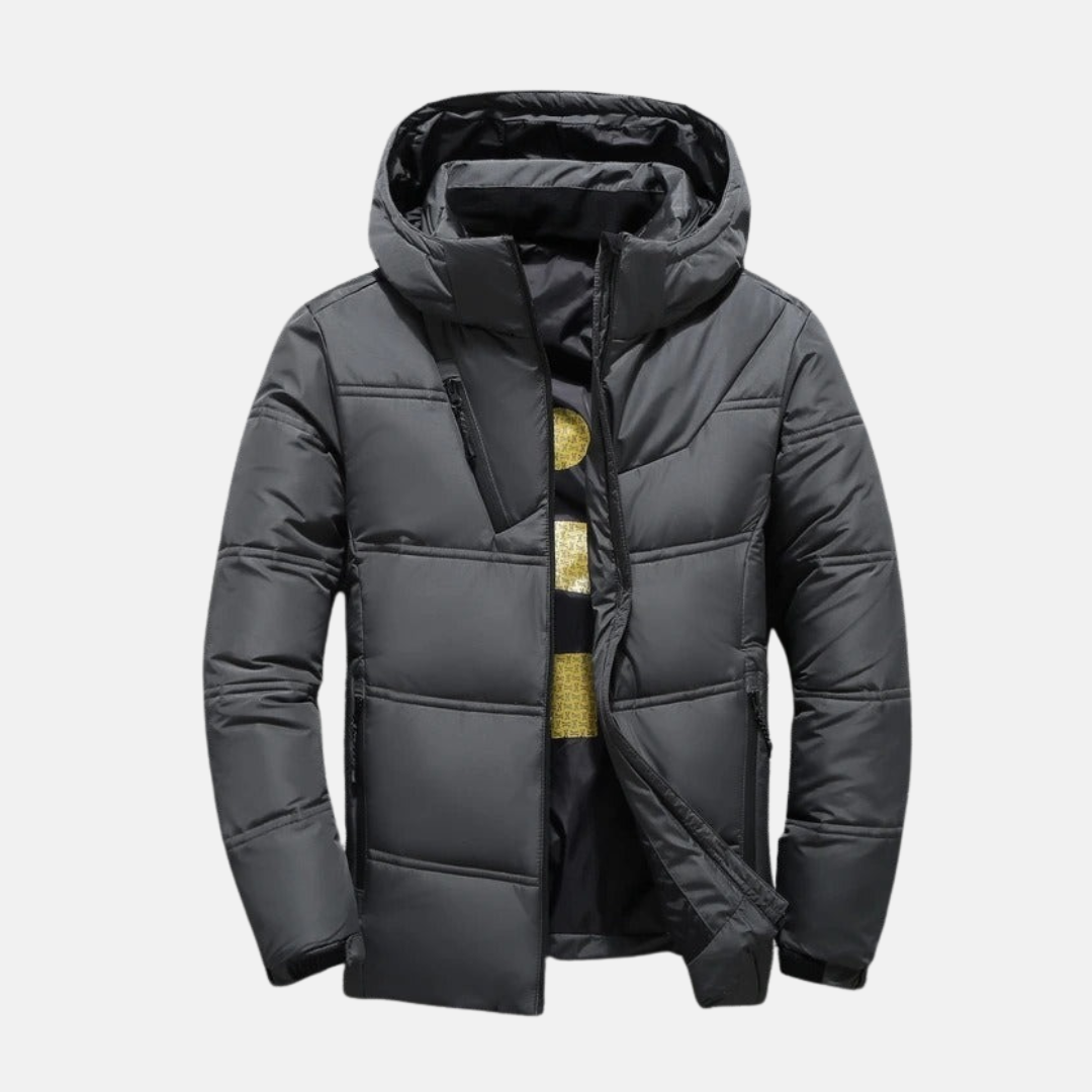 Jack Quilted Hooded Puffer Jacket | Zipper Pockets Casual Puffer Jacket