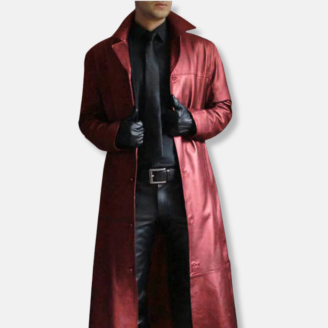 Men's Long Coat – Tailored Fit – Button Closure – Formal Structured Design