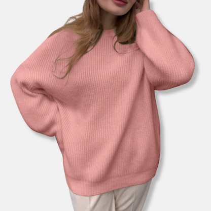 Women's Knit Sweater – Oversized Fit – Soft Ribbed Texture – Long Sleeves