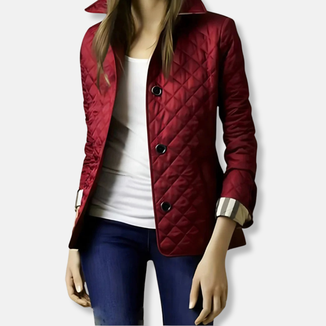 Women's Jacket – Padded – Tailored Fit – Hip Length – Button Closure