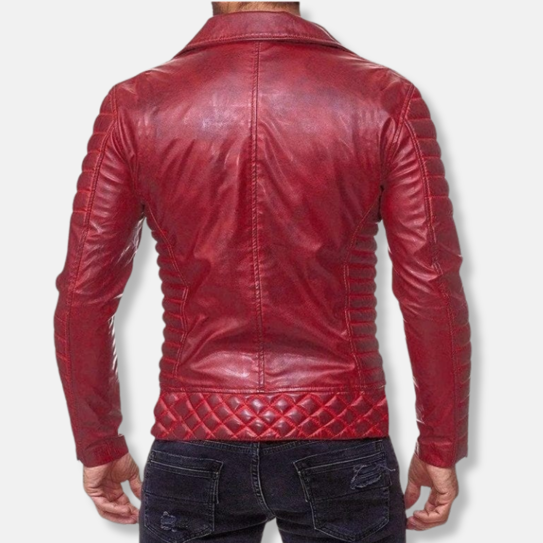 Joshua Leather Slim Fit Biker Jacket | Quilted Hip-Length Jacket