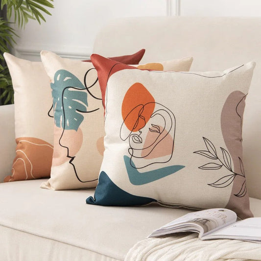 Contemporary Abstract Linen Cushion Cover