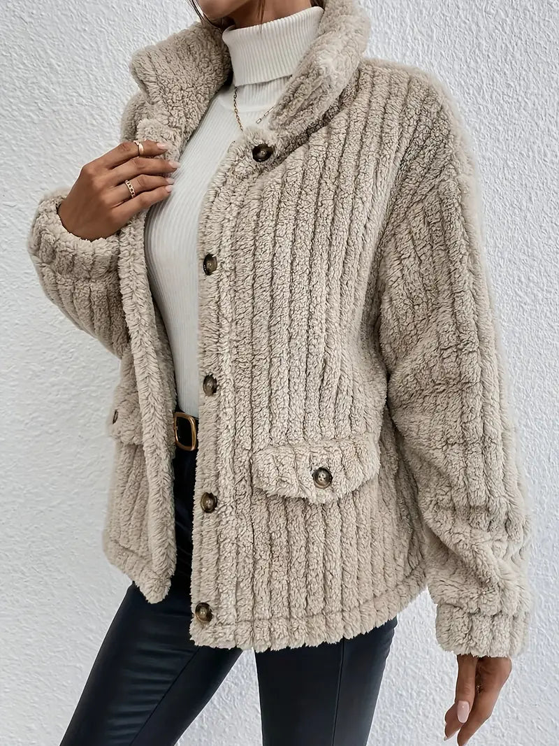 Elegant cardigan i fløjl med knapper til kvinder