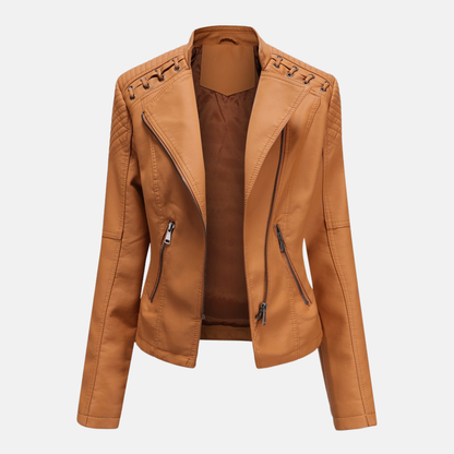 Eleanor - Sleek Stylish Leather Moto Jacket