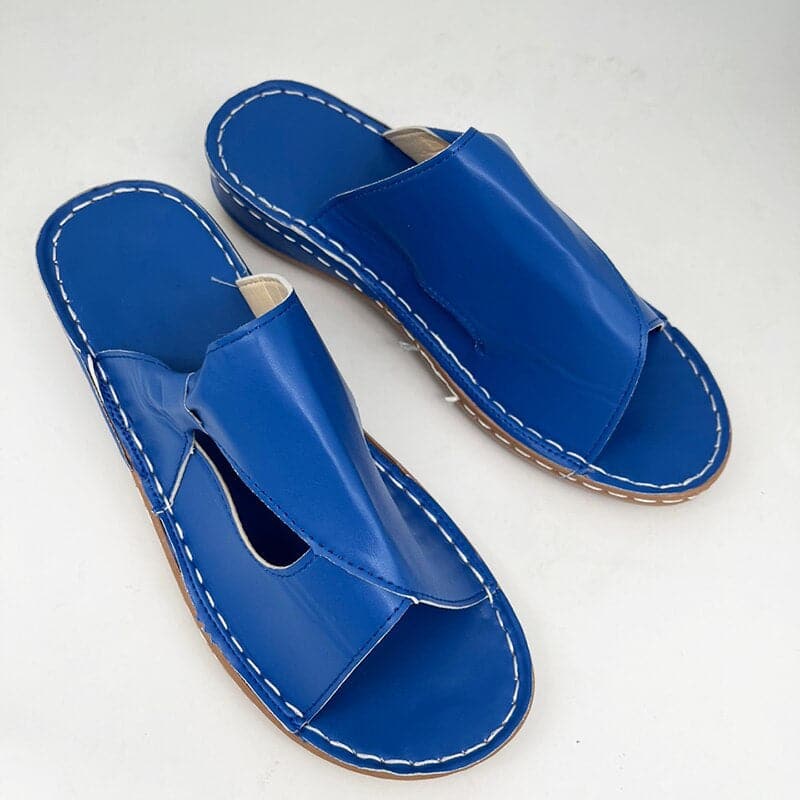 Dame Sandaler - Ægte Læder - Slip-on Komfort - Flad Hæl - Krydsrem Design