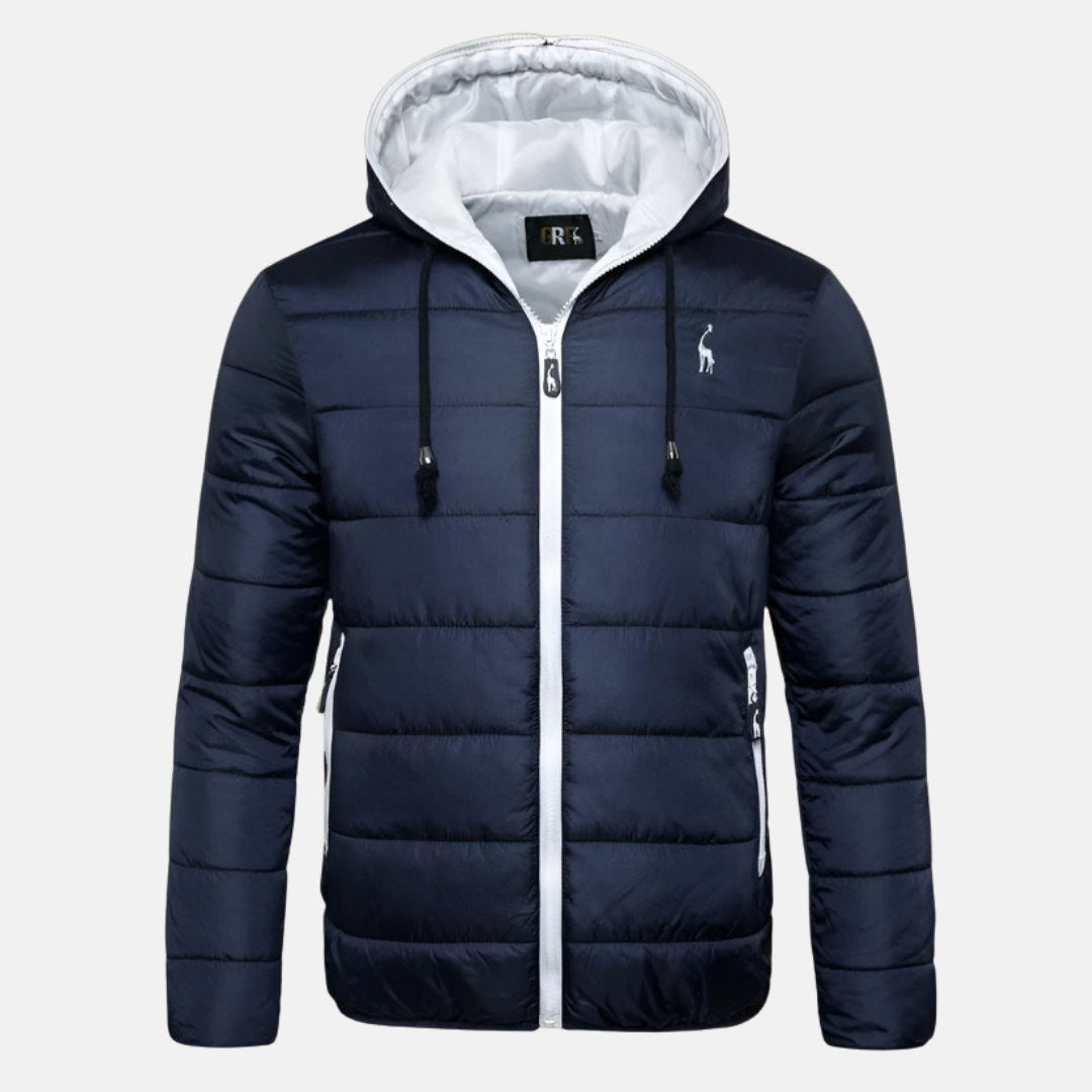 Men's Down Jacket – Regular Fit – Hood with Drawstring – Water-Repellent – Zipper Closure