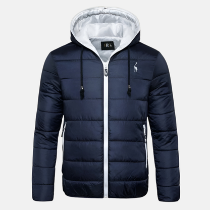 Men's Down Jacket – Regular Fit – Hood with Drawstring – Water-Repellent – Zipper Closure