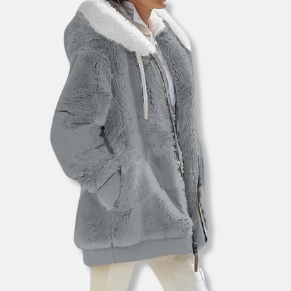 Isla Fleece Oversized Fleece Jacket | Hooded Zipper Jacket