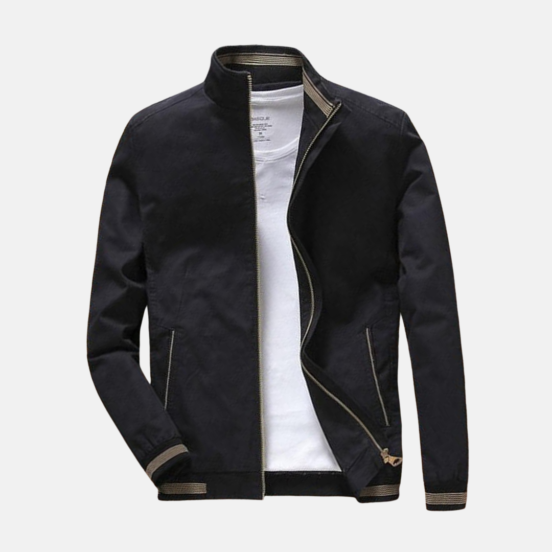 Men's Bomber Jacket – Relaxed Fit – Ribbed Edges – Breathable Cotton Fabric – Zipper