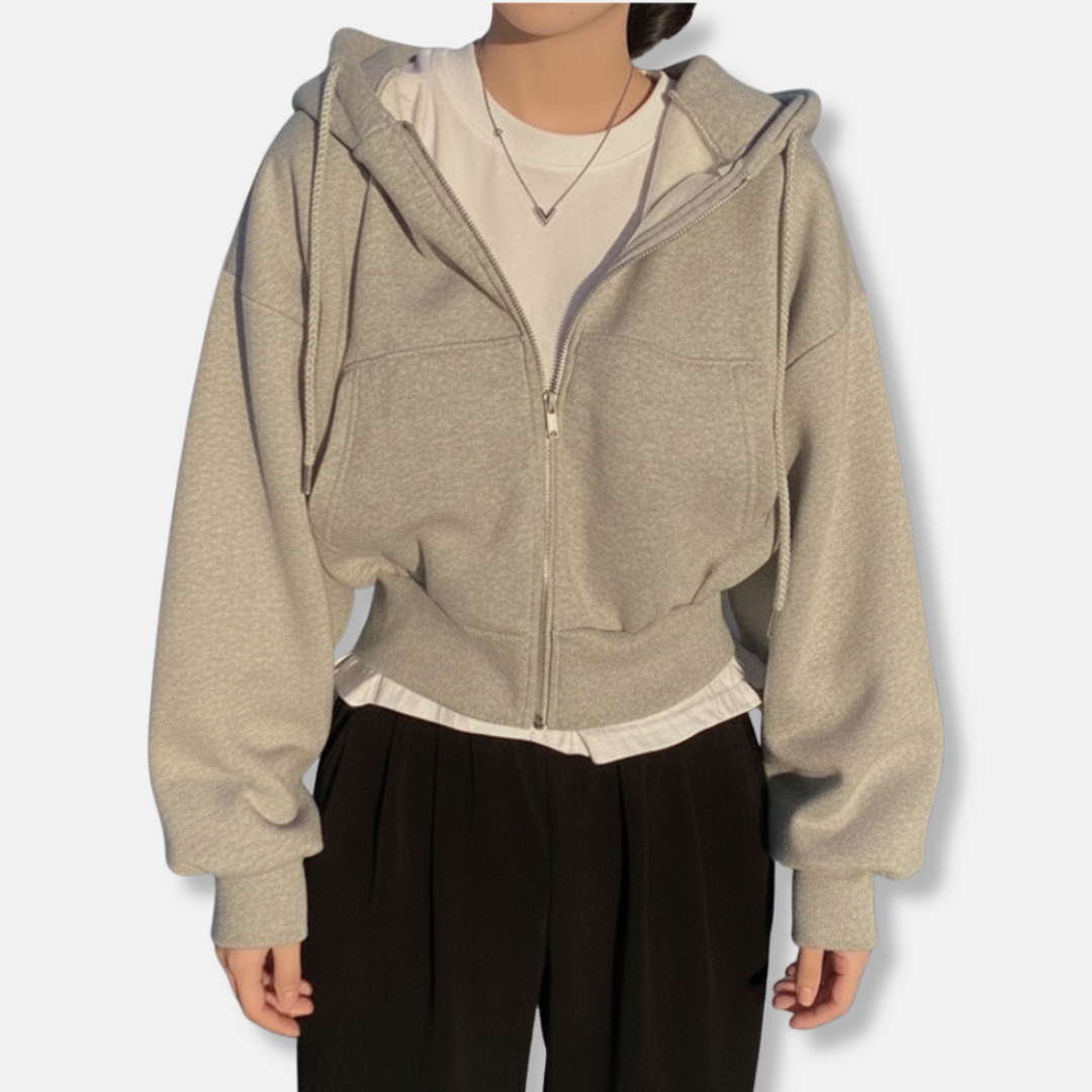 Women's Hoodie – Relaxed Fit –  Zipper – Side Pockets – Hood with Drawstring