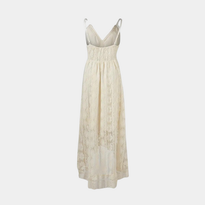 Women's Midi Dress – Relaxed Fit – Lace Details – Spaghetti Straps – Boho Look