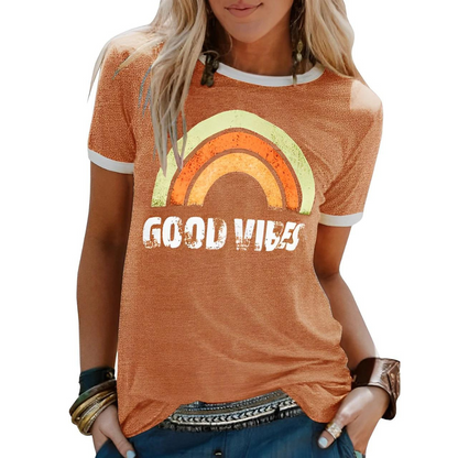 Women's T-shirt – Classic Fit – Soft Knit – Round Neck – Graphic Print Casual Style