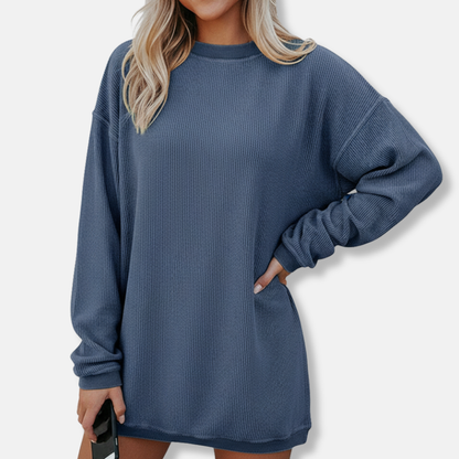 Women's Sweatshirt – Relaxed Fit – Long-Sleeved – Soft Cotton Blend – Round Neck