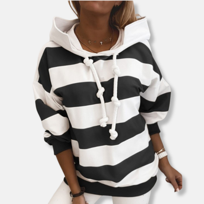 Isla Loose Fit Hoodie | Striped Casual Hoodie