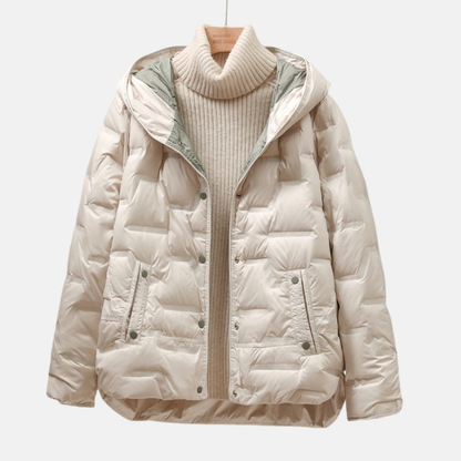 Women’s Jacket - Quilted Puff - Attached Hood - Snap Button Closure