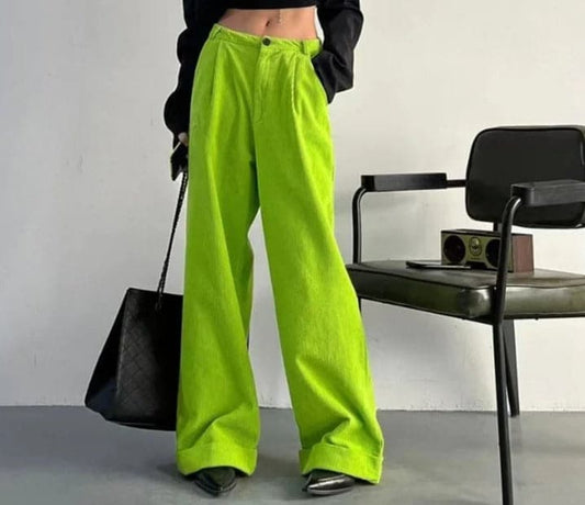 Women Pants - High-Waisted Width - Flattering Fit - Light and Comfortable