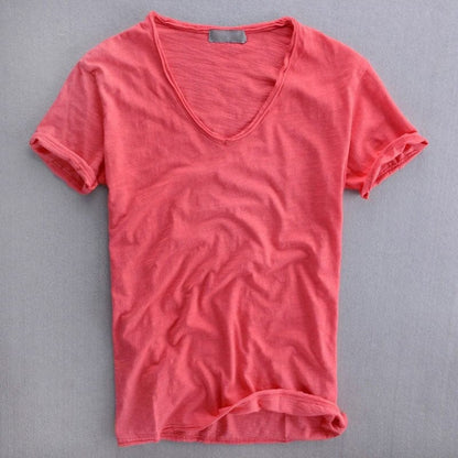 Men's T-shirt – V-neck – Soft Knit – Standard Fit – Short Sleeves – Breathable