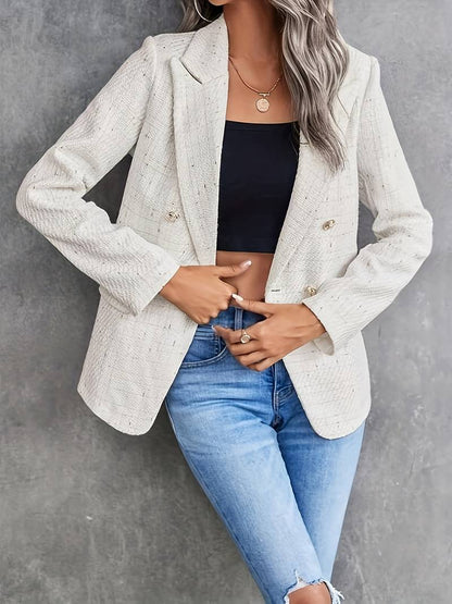Women's Blazer – Tailored Fit – Textured Woven – Double Breasted – Classic Lapel