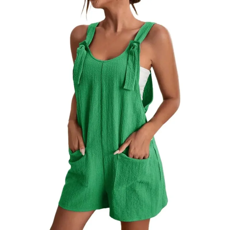 Women's Jumpsuit – Sleeveless – Adjustable Straps – Loose Fit – With Front Pockets