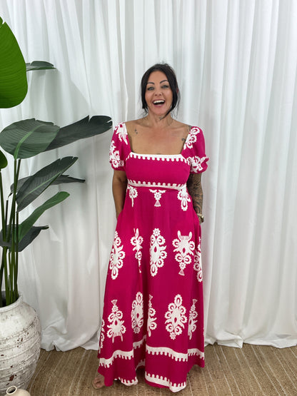 Dame Maxikjole - Off-Shoulder - Pufærmer - Flowy og Elegant Design