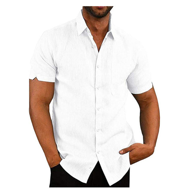 Men's Shirt - Short-Sleeved Button-Up - Classic Collar - Regular Fit - Breathable