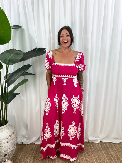 Dame Maxikjole - Off-Shoulder - Pufærmer - Flowy og Elegant Design