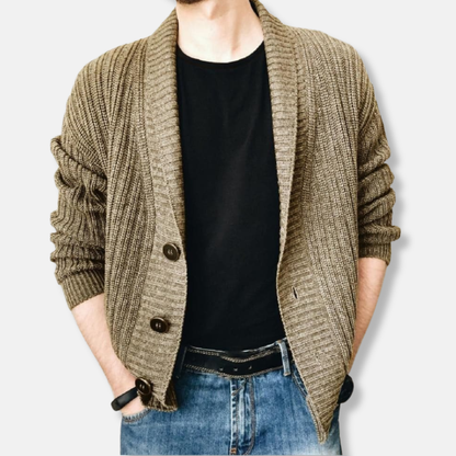 Oscar Relaxed Fit Cardigan | Shawl Collar Button Front Cardigan