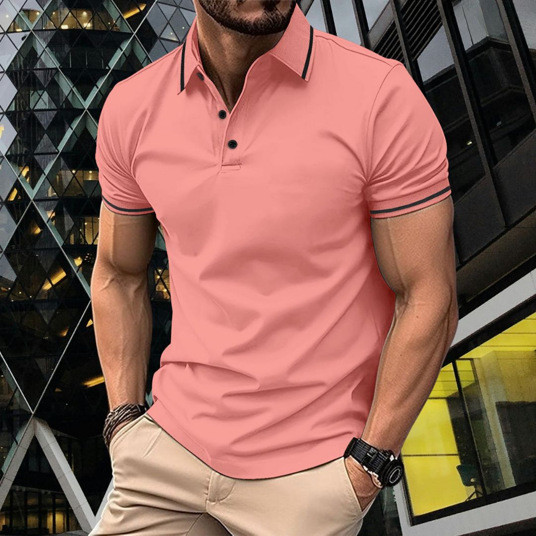 Men's Polo Shirt – Slim Fit – Soft Knit – Short Sleeves – Rib Collar