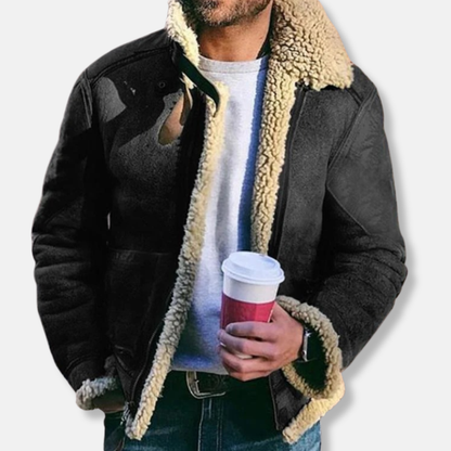 Theodore Suede Aviator Jacket | Shearling Lined Collared Jacket