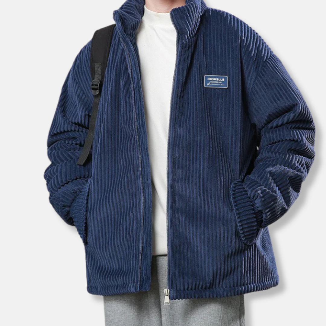 Oscar Ribbed Relaxed Fit Puffer Jacket | Stand Collar Hip-Length Jacket