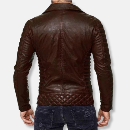 Joshua Leather Slim Fit Biker Jacket | Quilted Hip-Length Jacket