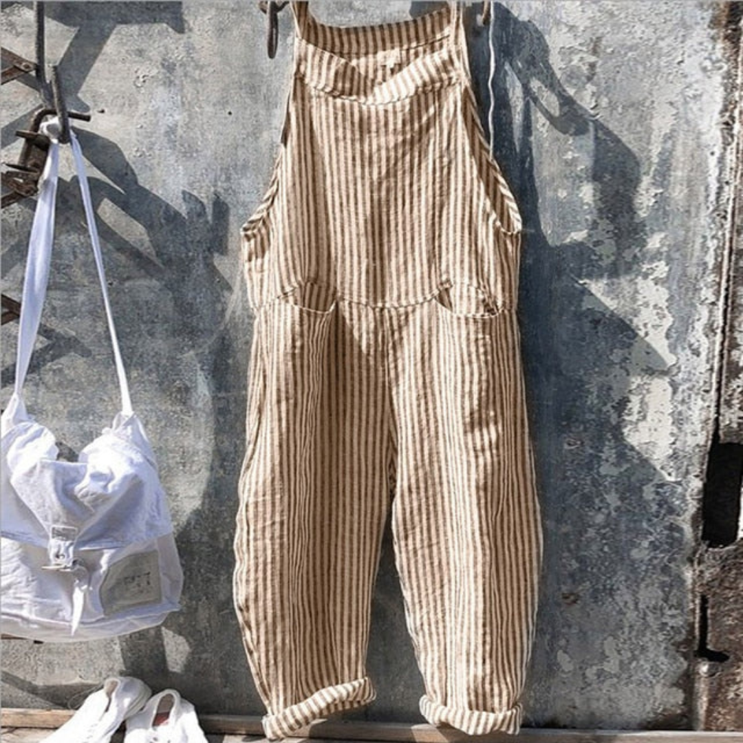 Women's Jumpsuit – Relaxed Fit – Sleeveless – Wide Leg – Gingham – Light and Breathable