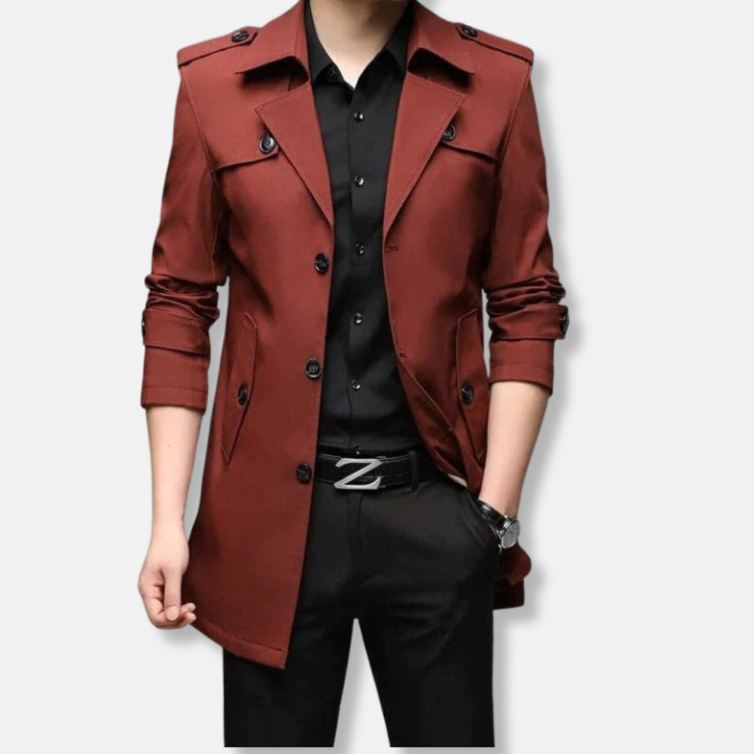 George Slim Fit Trench Coat | Button Front Epaulets Coat