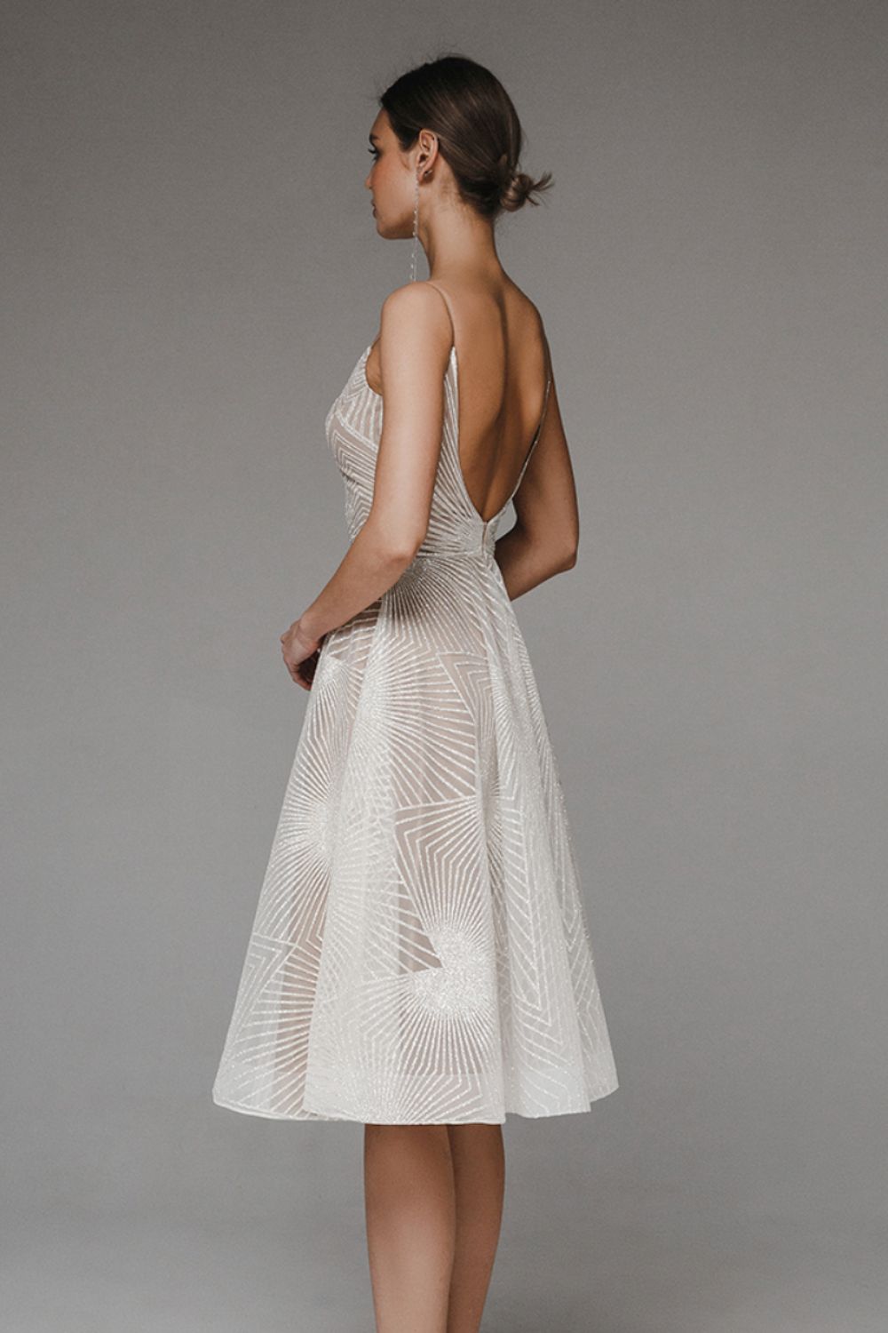 Dress for Women – A-line Fit – Light Chiffon – Spaghetti Straps – Geometric Pattern
